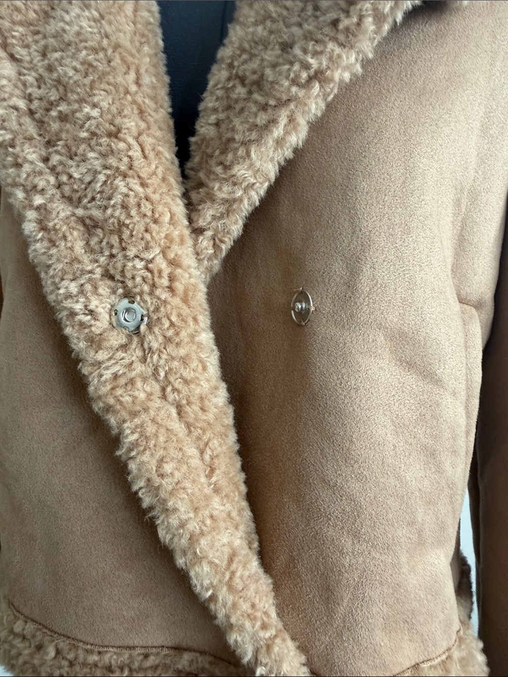 American Threads Faux Shearling Coat in Camel Brown - Picture 5 of 5